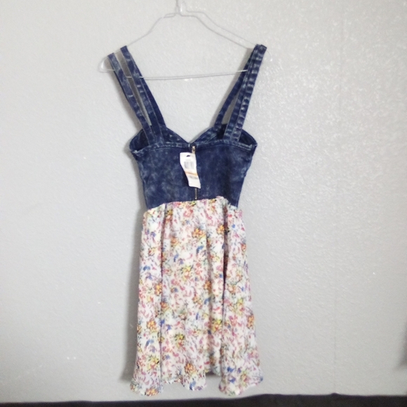 Material Girl Denim Dress with Floral Accents ( Box FN ) - Picture 2 of 3